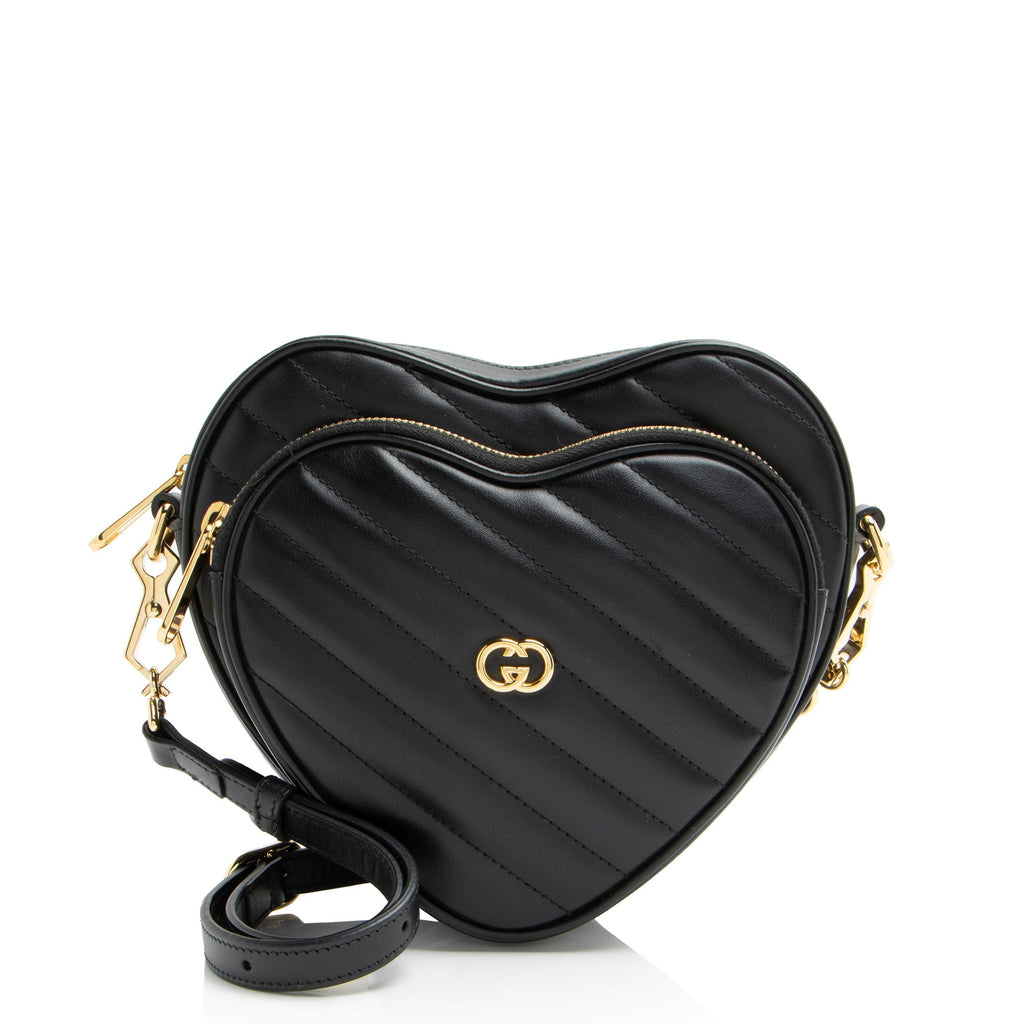 Gucci Matelasse Leather Interlocking G Heart Mini Shoulder Bag