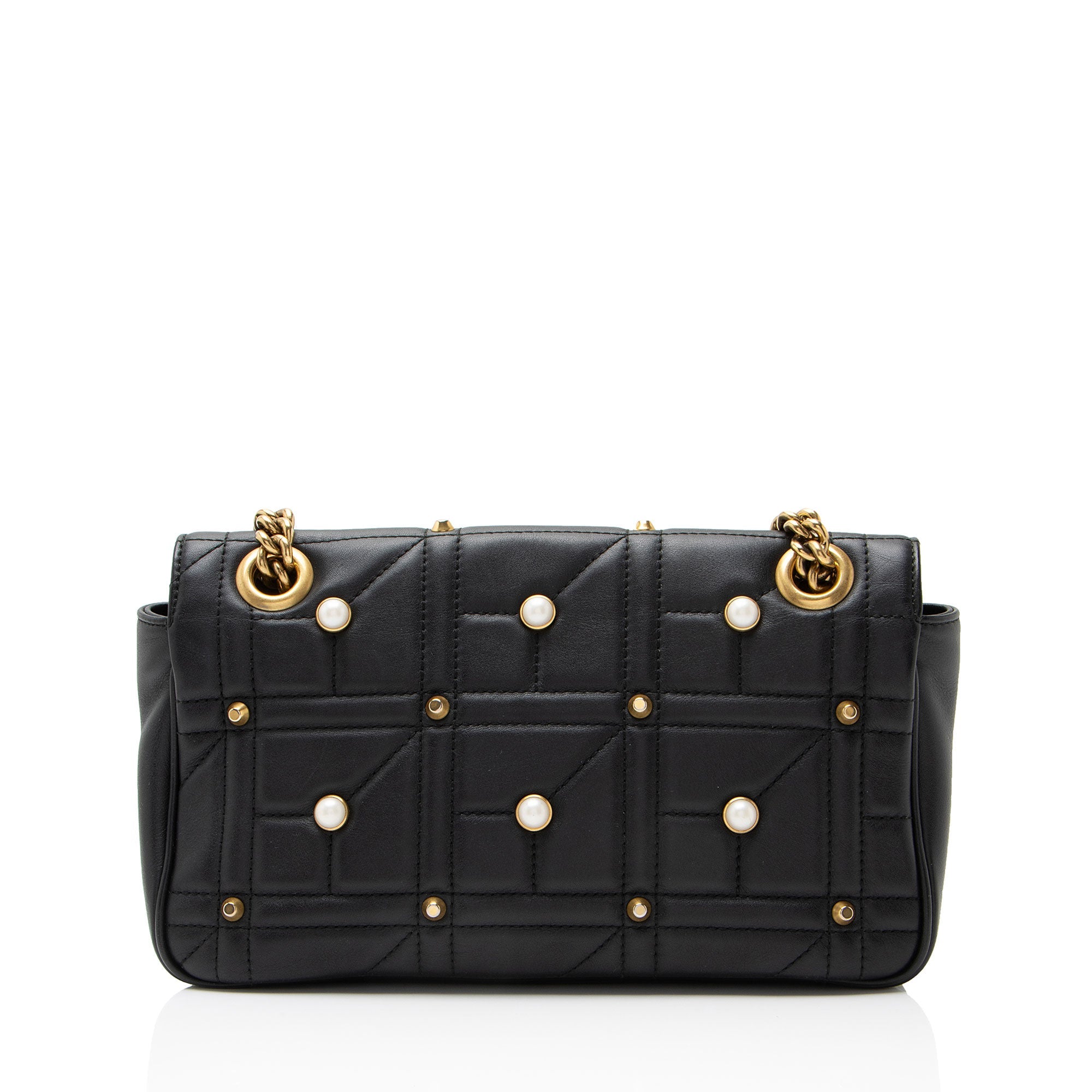 Gucci Matelasse Leather Pearl GG Marmont Small Flap Bag