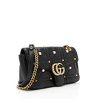 Gucci Matelasse Leather Pearl GG Marmont Small Flap Bag