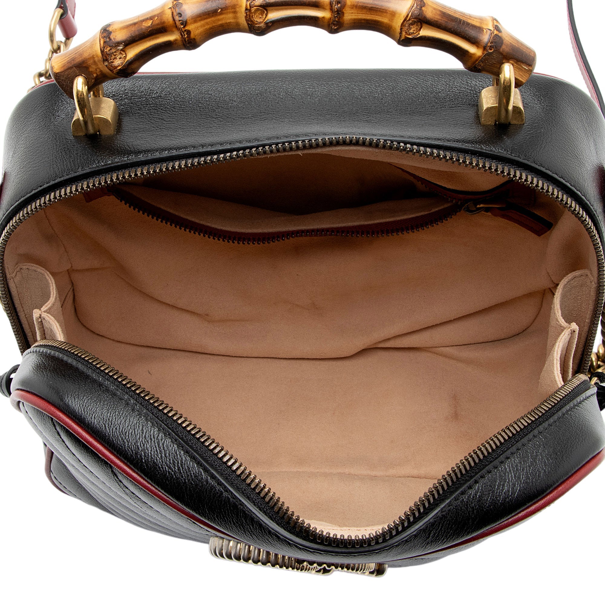 Gucci Matelasse Leather Torchon GG Marmont Bamboo Top Handle Bag (SHF-8zPXp4)