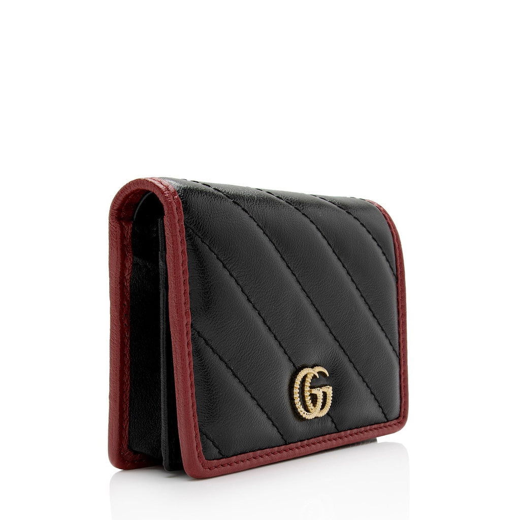 Gucci Matelasse Leather Torchon GG Marmont Card Case Wallet (SHF-plKy6v)