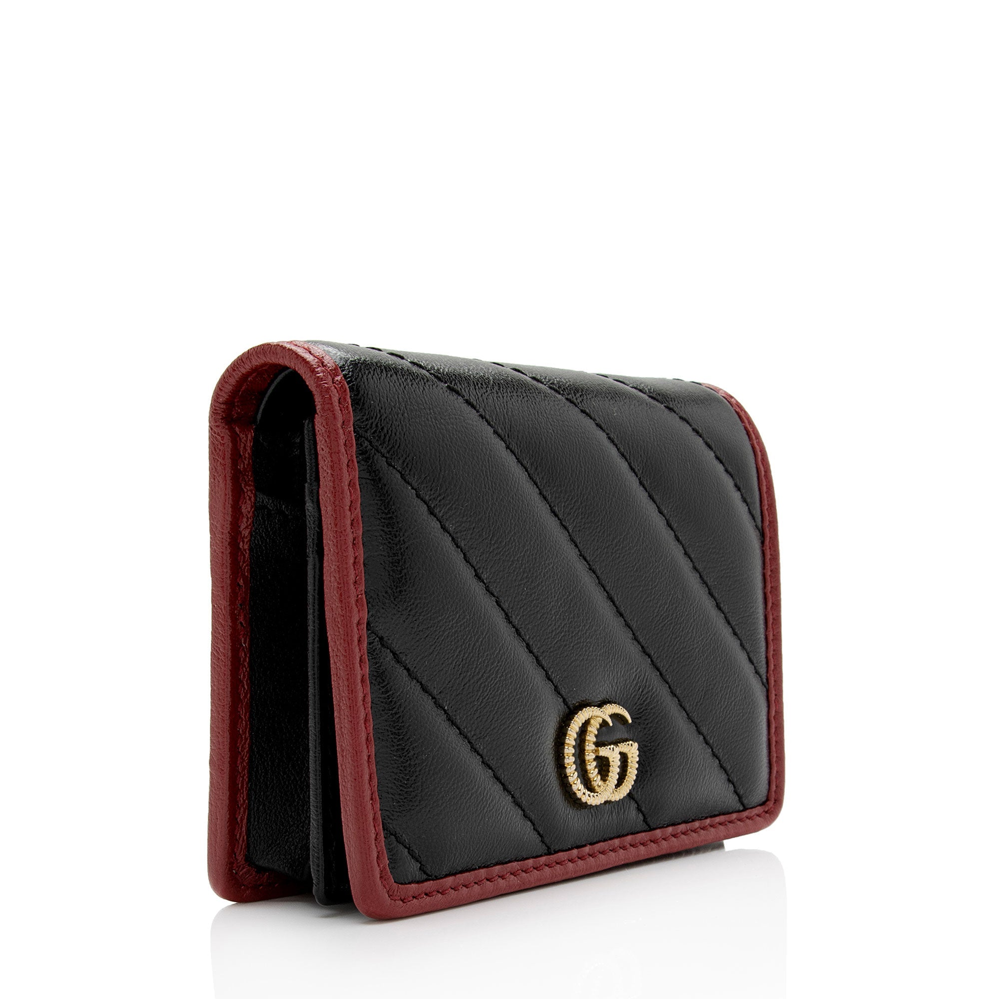 Gucci Matelasse Leather Torchon GG Marmont Card Case Wallet (SHF-plKy6v)