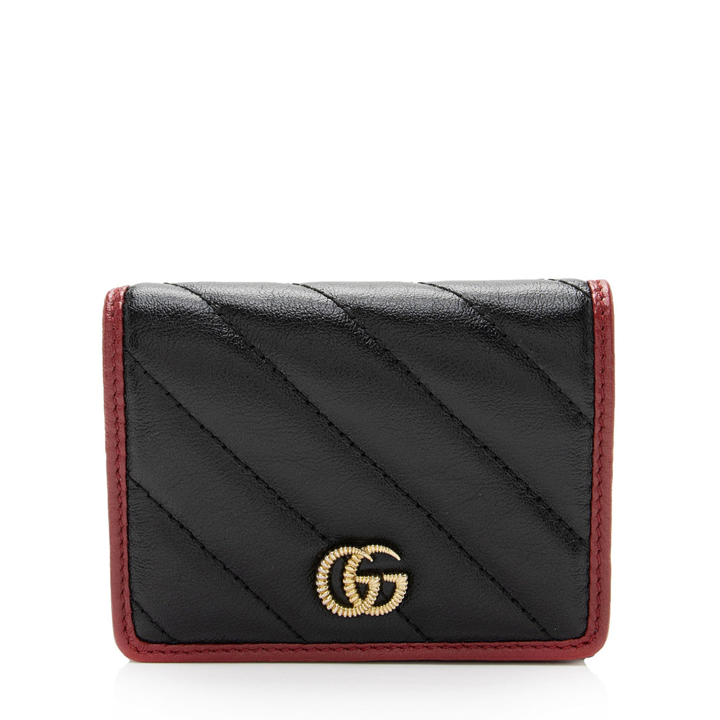 Gucci Matelasse Leather Torchon GG Marmont Card Case Wallet (SHF-dh8qb0)