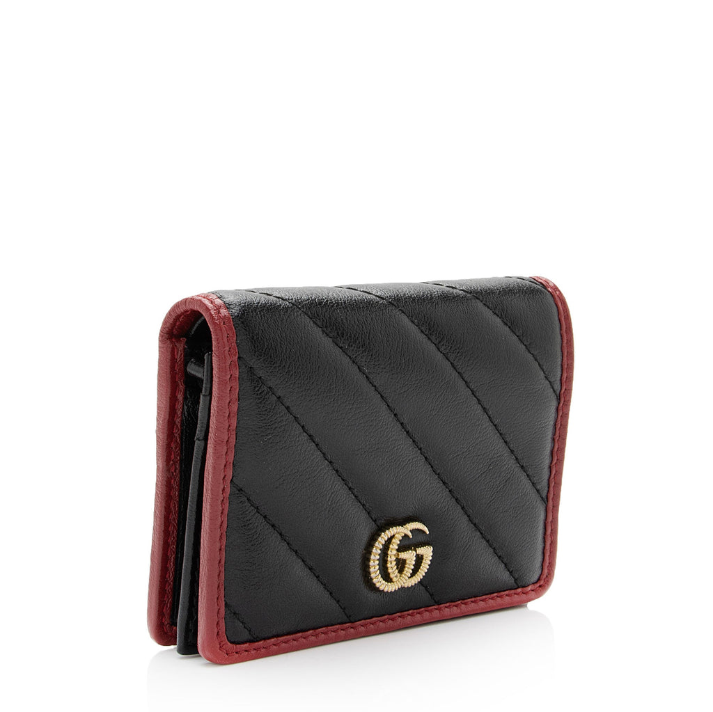 Gucci Matelasse Leather Torchon GG Marmont Card Case Wallet (SHF-dh8qb0)