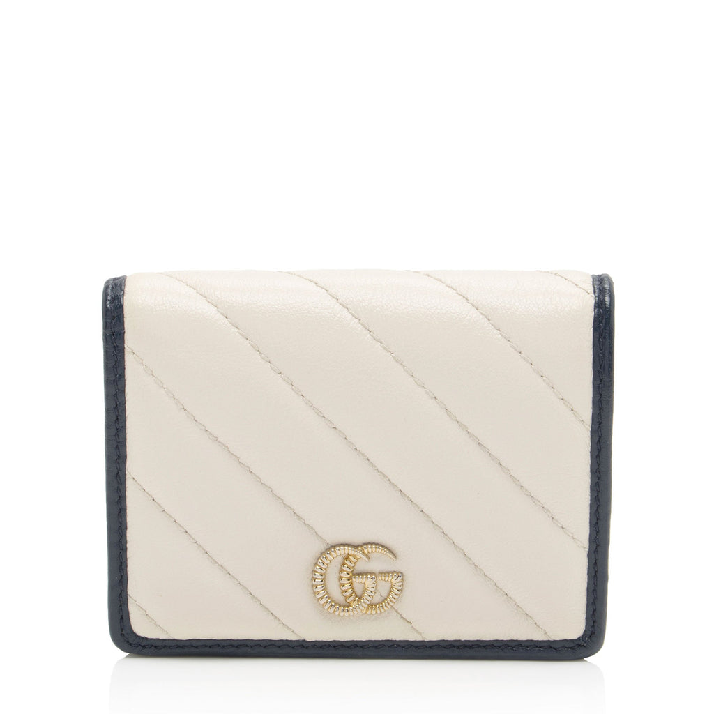 Gucci Matelasse Leather Torchon GG Marmont Card Case (SHF-q1dspc)