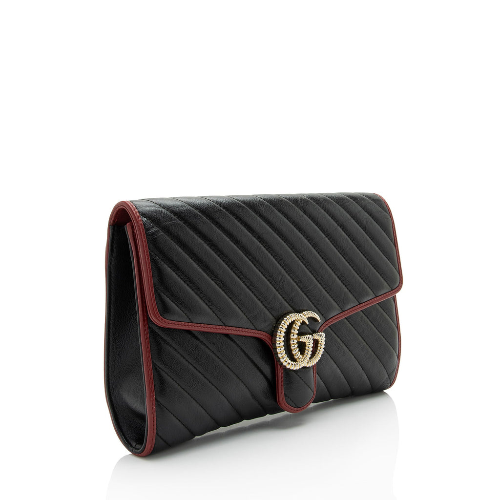 Gucci Matelasse Leather Torchon GG Marmont Clutch (SHF-GnVwkR)
