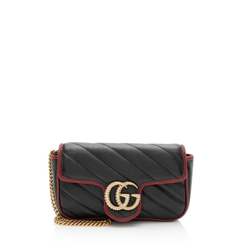 Gucci Matelasse Leather Torchon GG Marmont Mini Flap Bag