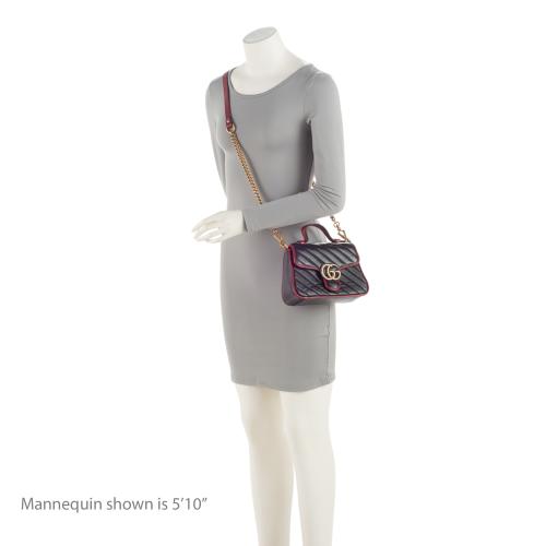 Gucci Matelasse Leather Torchon GG Marmont Mini Top Handle Bag (SHF-TofIot)