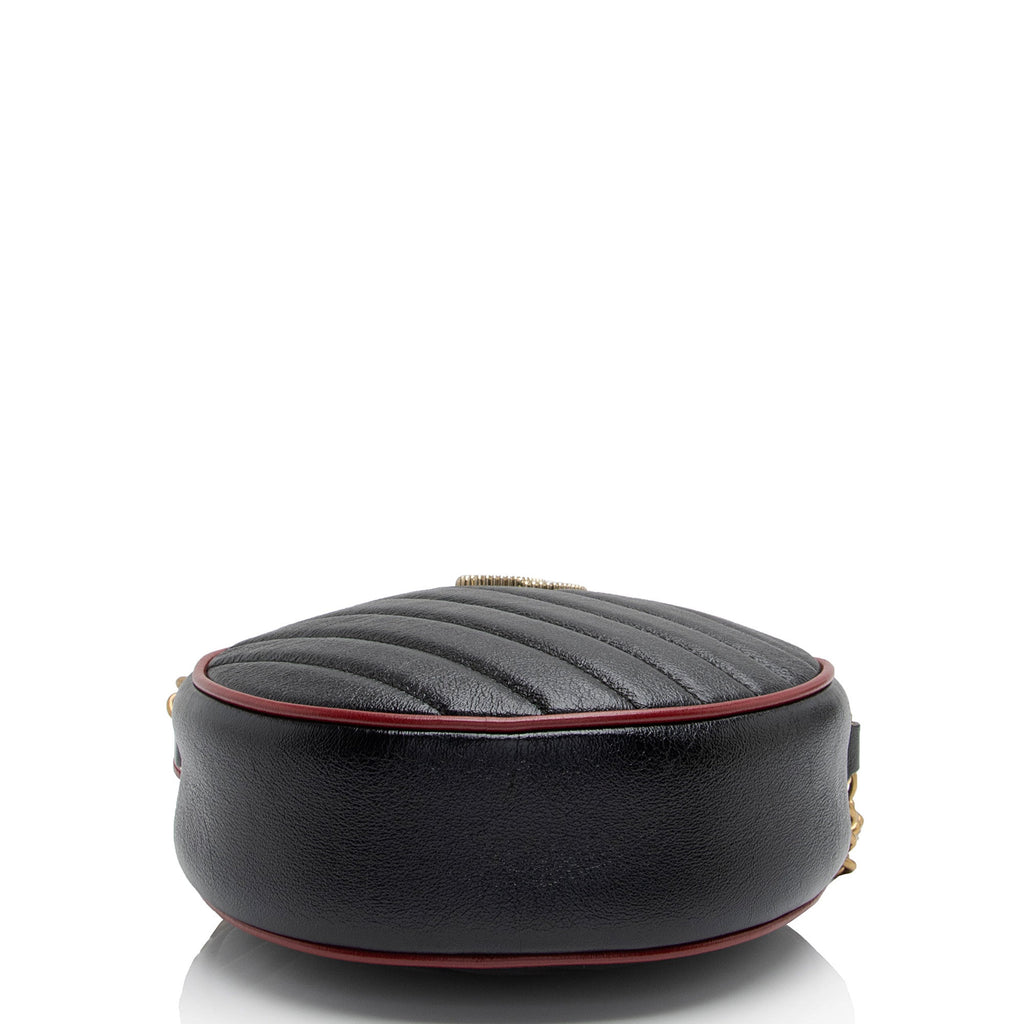 Gucci Matelasse Leather Torchon GG Marmont Round Mini Shoulder Bag (SHF-2rFjwc)