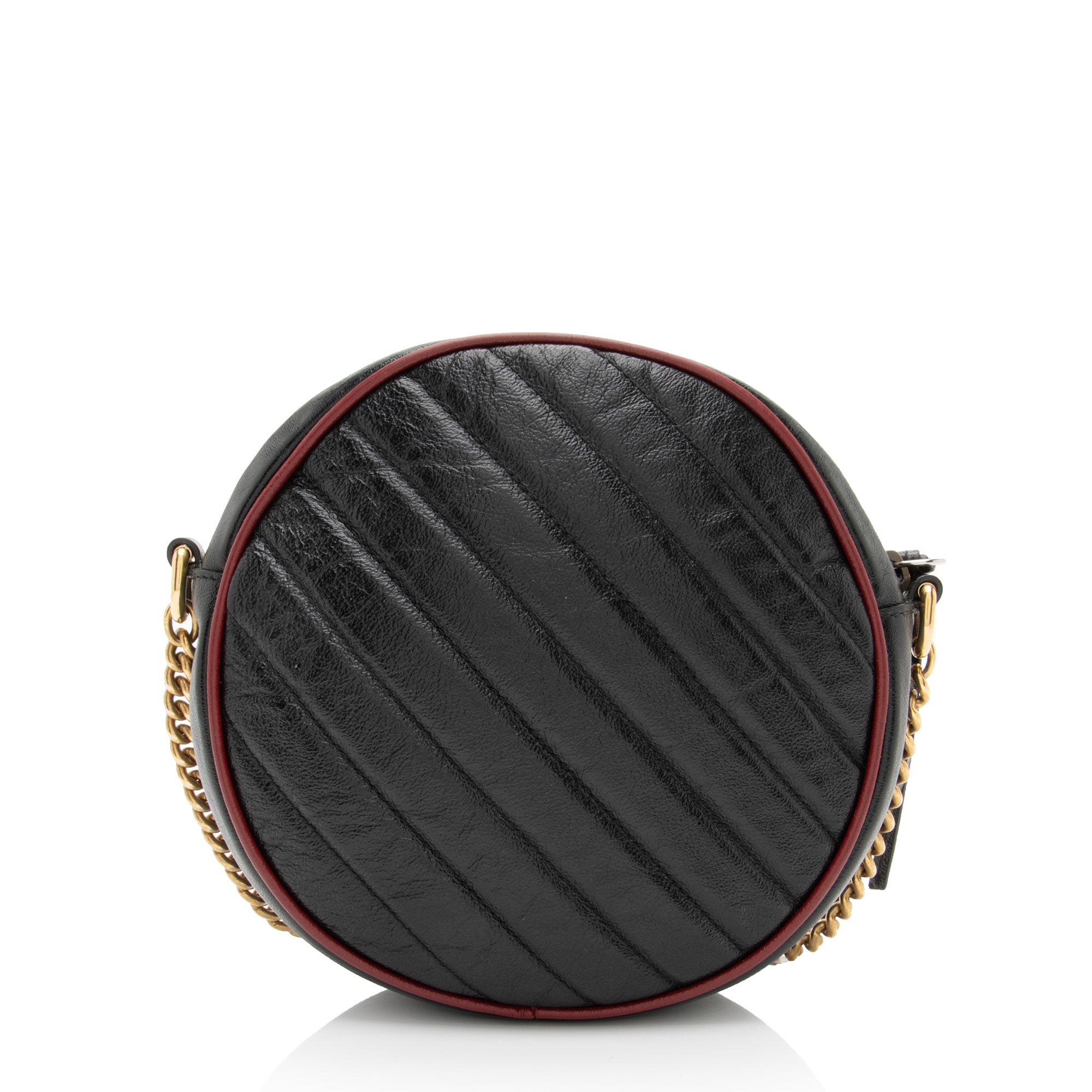 Gucci Matelasse Leather Torchon GG Marmont Round Mini Shoulder Bag