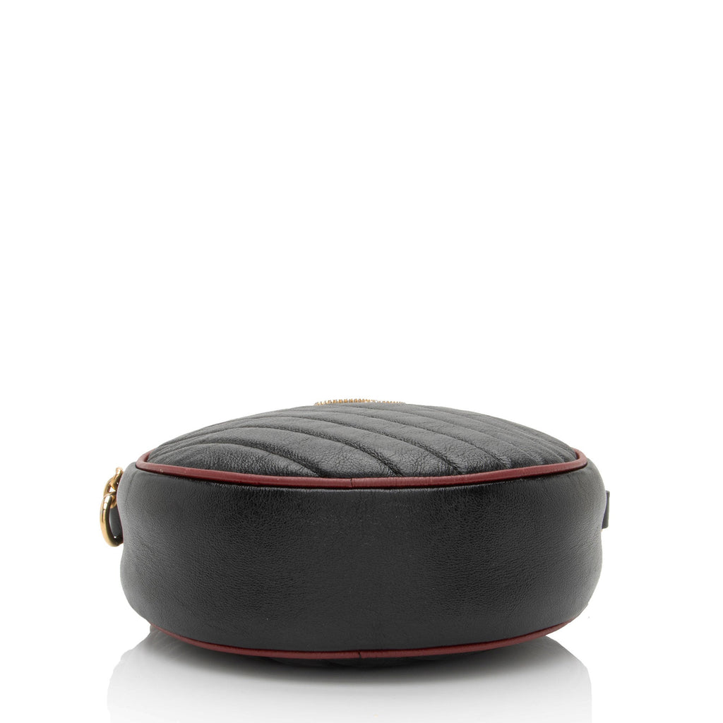 Gucci Matelasse Leather Torchon GG Marmont Round Mini Shoulder Bag