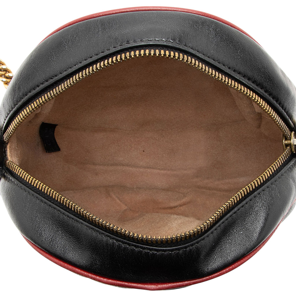 Gucci Matelasse Leather Torchon GG Marmont Round Mini Shoulder Bag