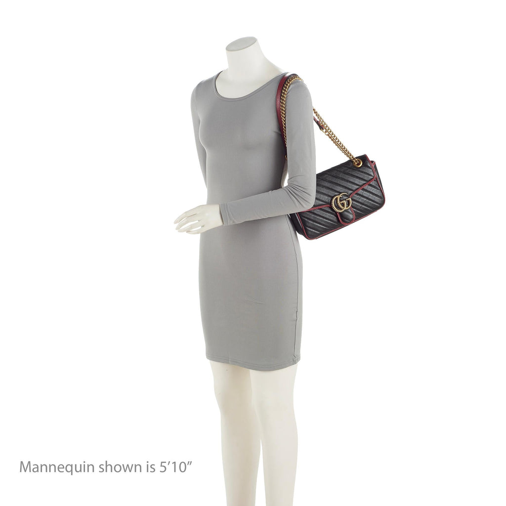 Gucci Matelasse Leather Torchon GG Marmont Small Flap Bag