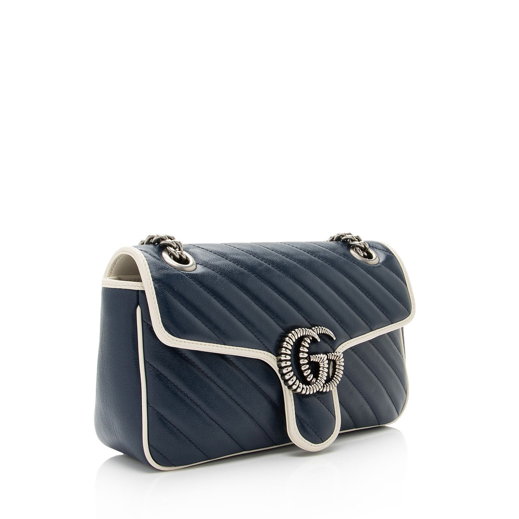 Gucci Matelasse Leather Torchon GG Marmont Small Flap Bag (SHF-UvP9FL)