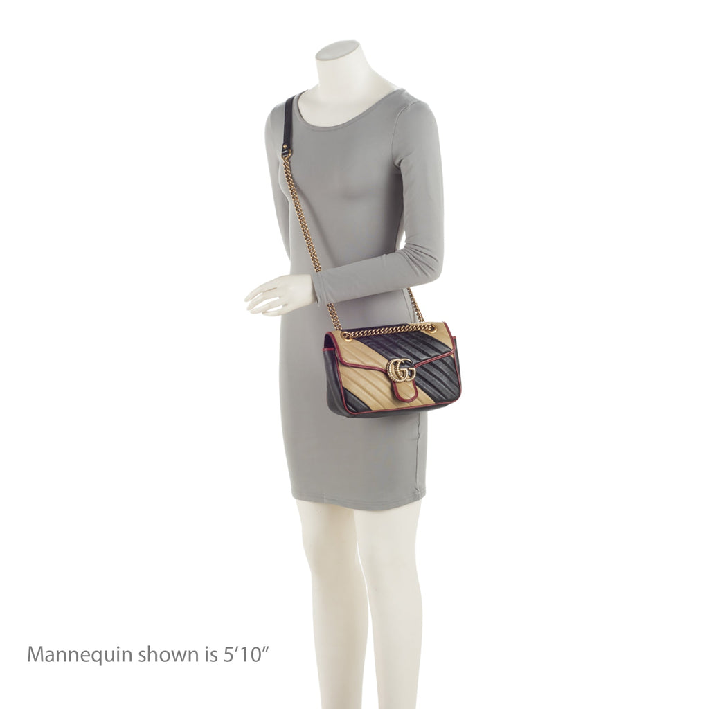 Gucci Matelasse Leather Torchon GG Marmont Small Flap Bag (SHF-fNtxDP)