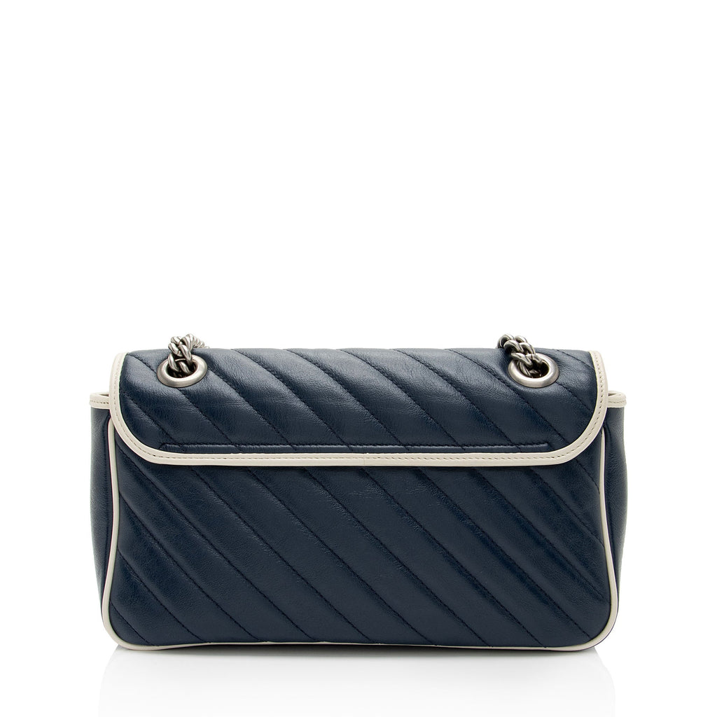 Gucci Matelasse Leather Torchon GG Marmont Small Flap Shoulder Bag (SHF-fZFBg1)