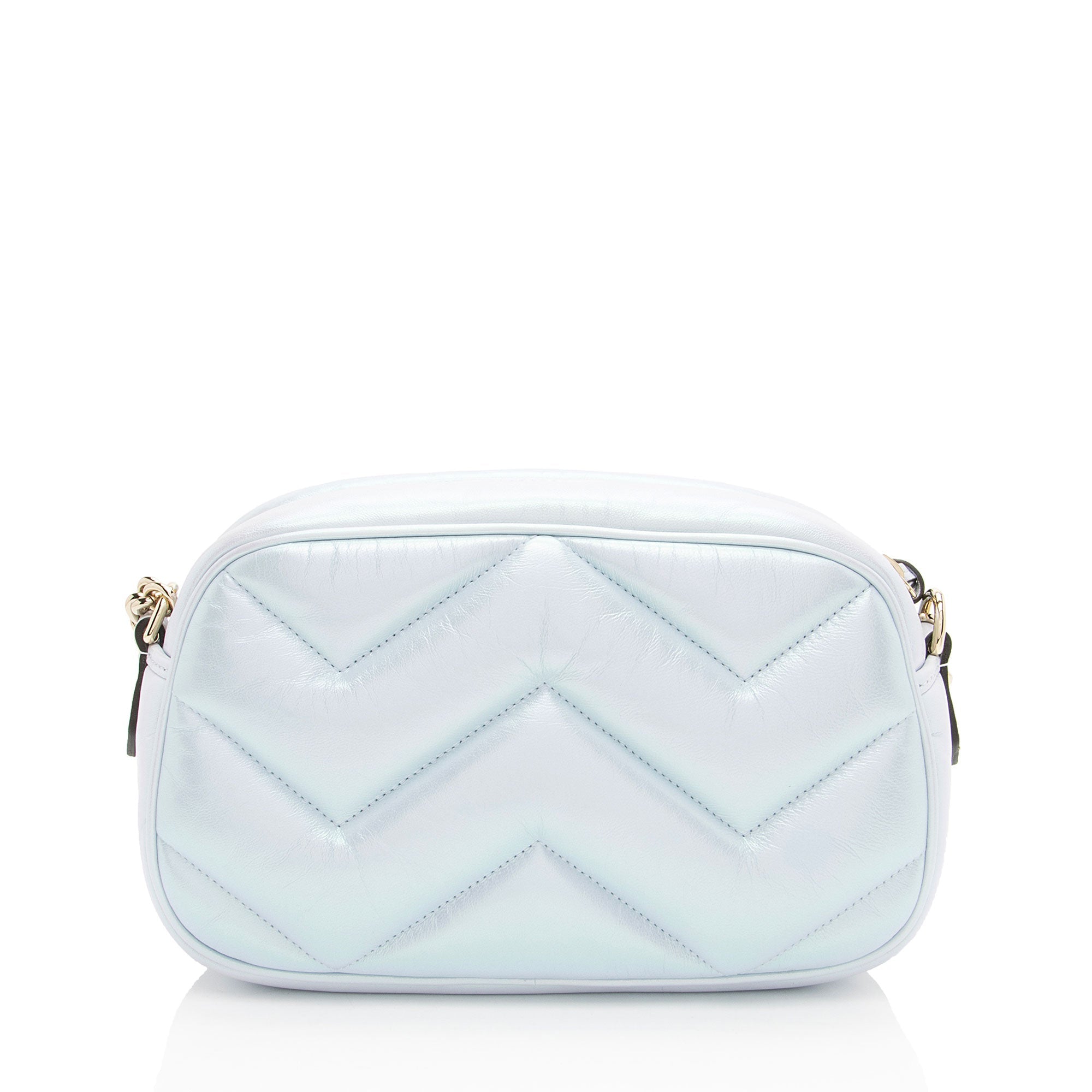 Gucci Matelasse Padded Iridescent Leather GG Marmont Small Camera Bag