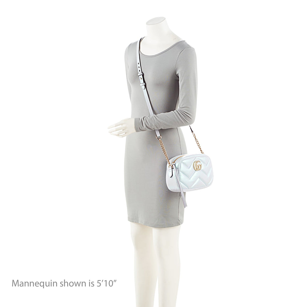 Gucci Matelasse Padded Iridescent Leather GG Marmont Small Camera Bag