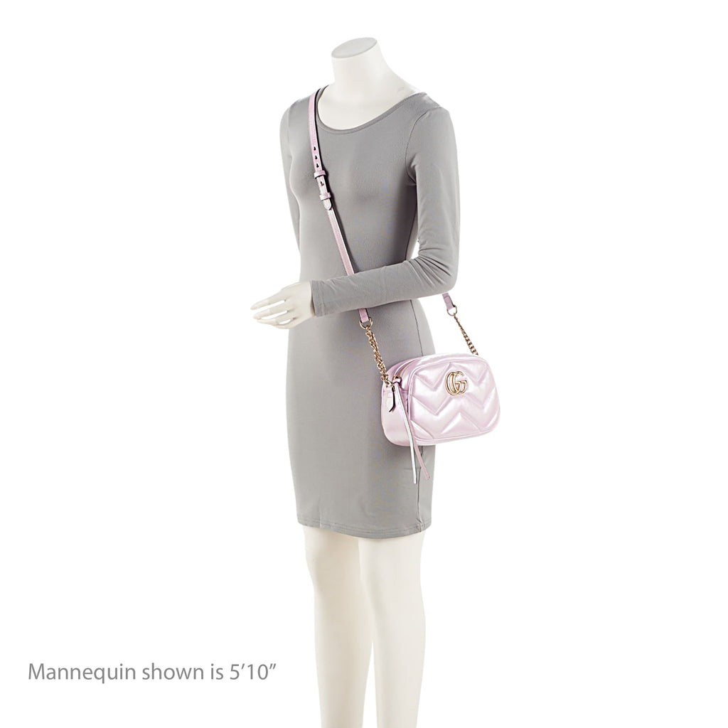 Gucci Matelasse Padded Iridescent Leather GG Marmont Small Camera Bag