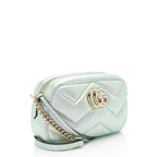 Gucci Matelasse Padded Iridescent Leather GG Marmont Small Camera Bag