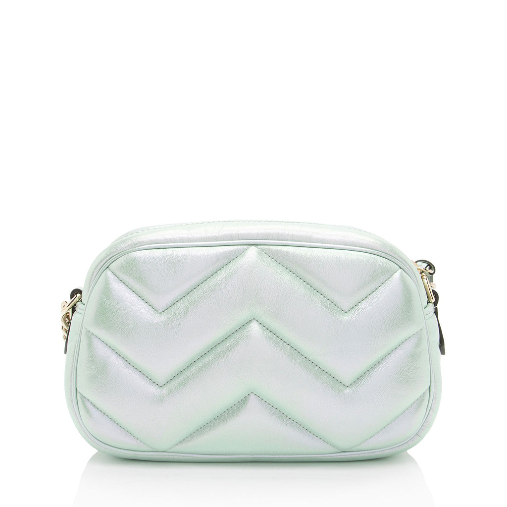 Gucci Matelasse Padded Iridescent Leather GG Marmont Small Camera Bag