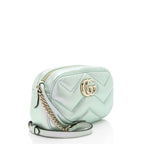 Gucci Matelasse Padded Iridescent Leather GG Marmont Small Camera Bag