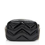 Gucci Matelasse Padded Patent Leather GG Marmont Small Camera Bag