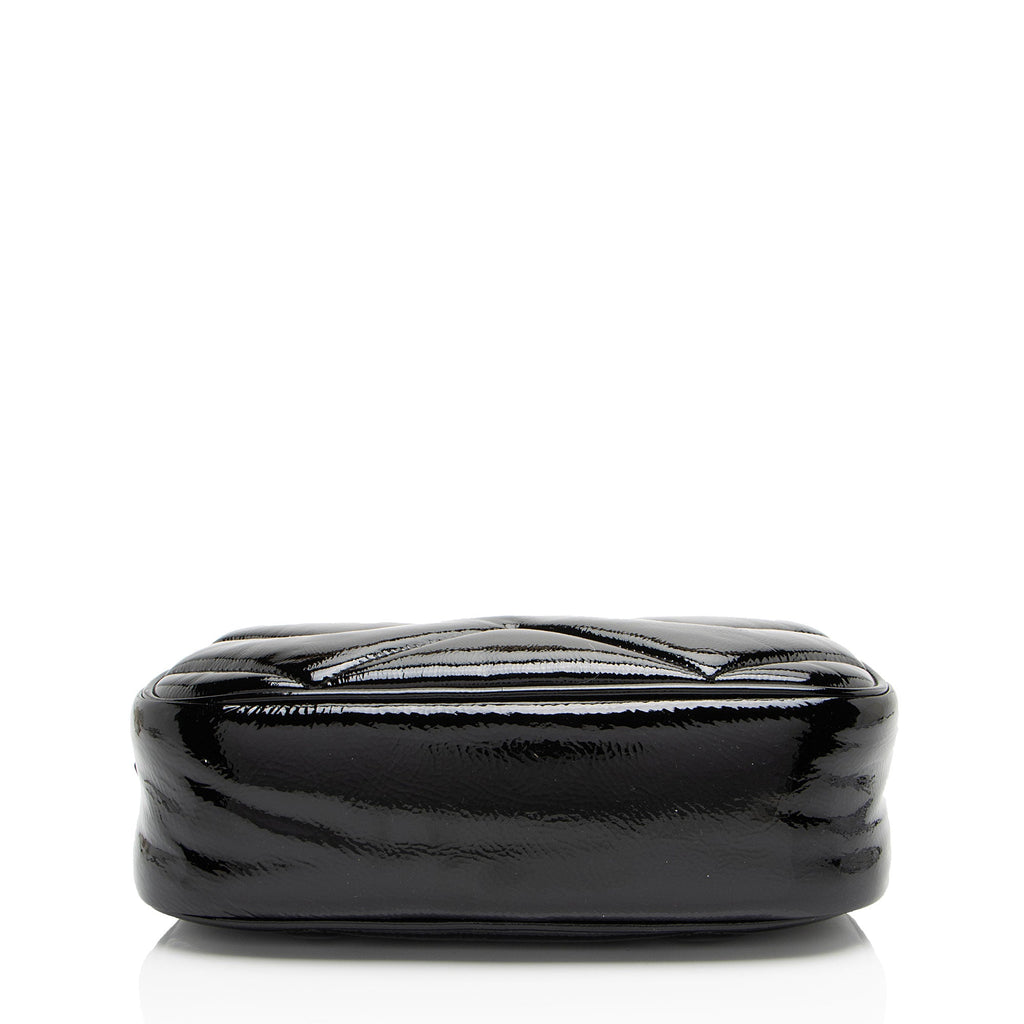 Gucci Matelasse Padded Patent Leather GG Marmont Small Camera Bag