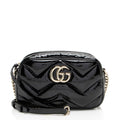 Gucci Matelasse Padded Patent Leather GG Marmont Small Camera Bag