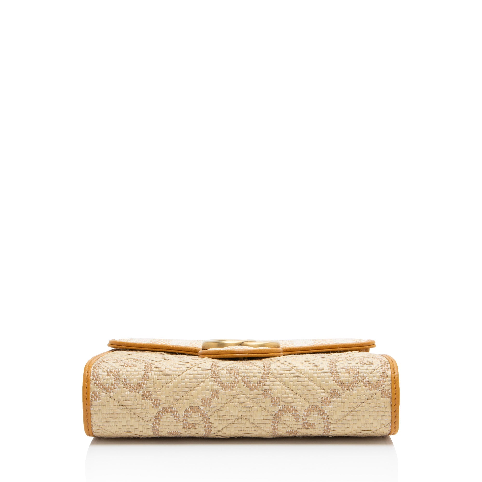 Gucci Matelasse Raffia GG Marmont Wallet on Chain