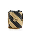 Gucci Matelasse Striped Leather GG Marmont Mini 2.0 Bucket Bag