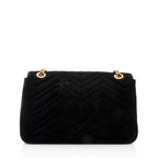 Gucci Matelasse Velvet Embroidered Loved Floral GG Marmont Medium Shoulder Bag (SHF-19350)