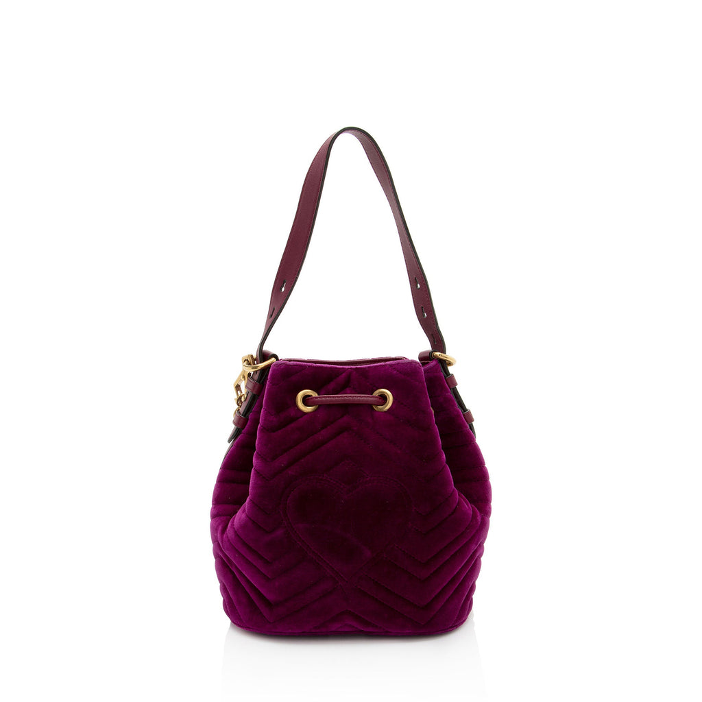 Gucci Matelasse Velvet GG Marmont Bucket Bag