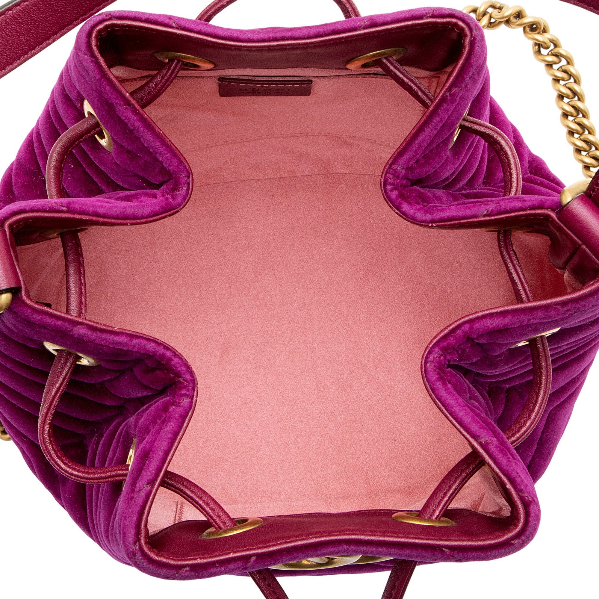 Gucci Matelasse Velvet GG Marmont Bucket Bag