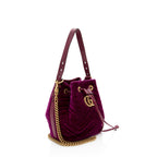 Gucci Matelasse Velvet GG Marmont Bucket Bag