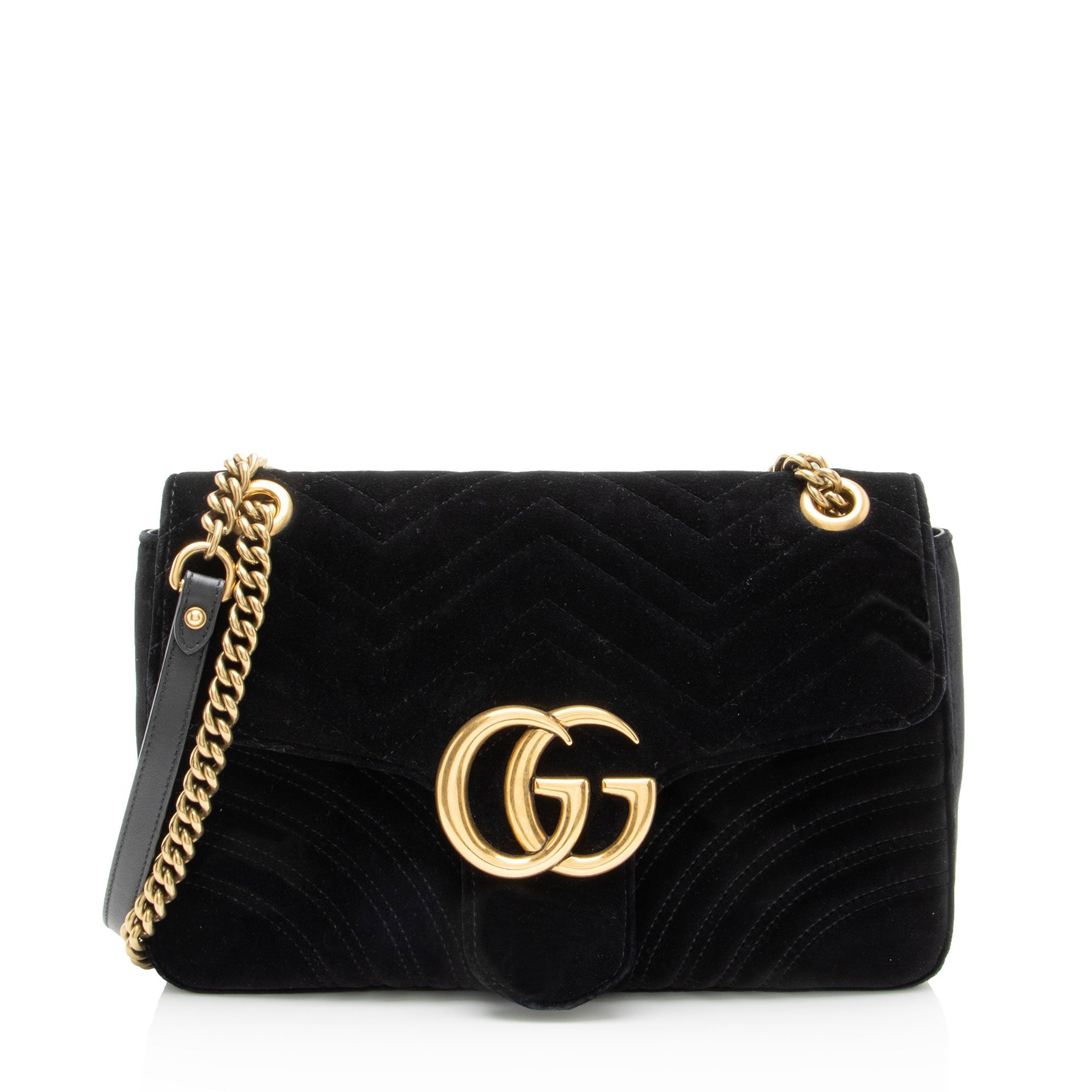 Gucci Matelasse Velvet GG Marmont Large Flap Bag