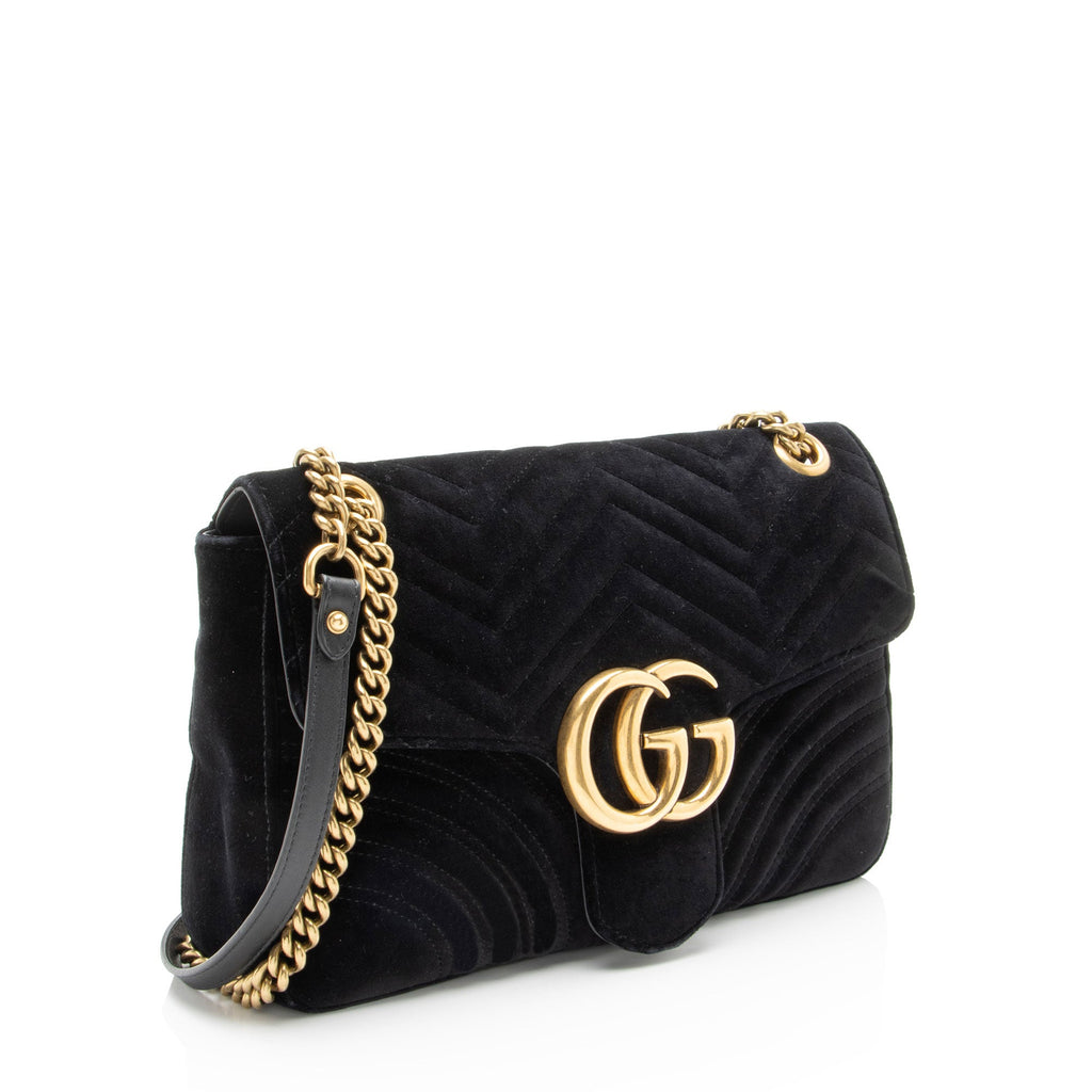 Gucci Matelasse Velvet GG Marmont Large Flap Bag