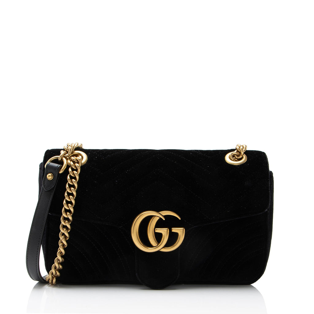 Gucci Matelasse Velvet GG Marmont Medium Flap Bag