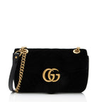 Gucci Matelasse Velvet GG Marmont Medium Flap Bag