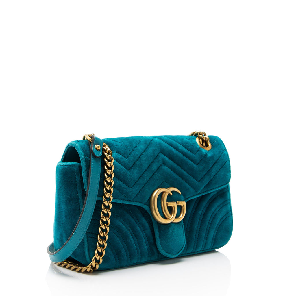 Gucci Matelasse Velvet GG Marmont Medium Flap Bag