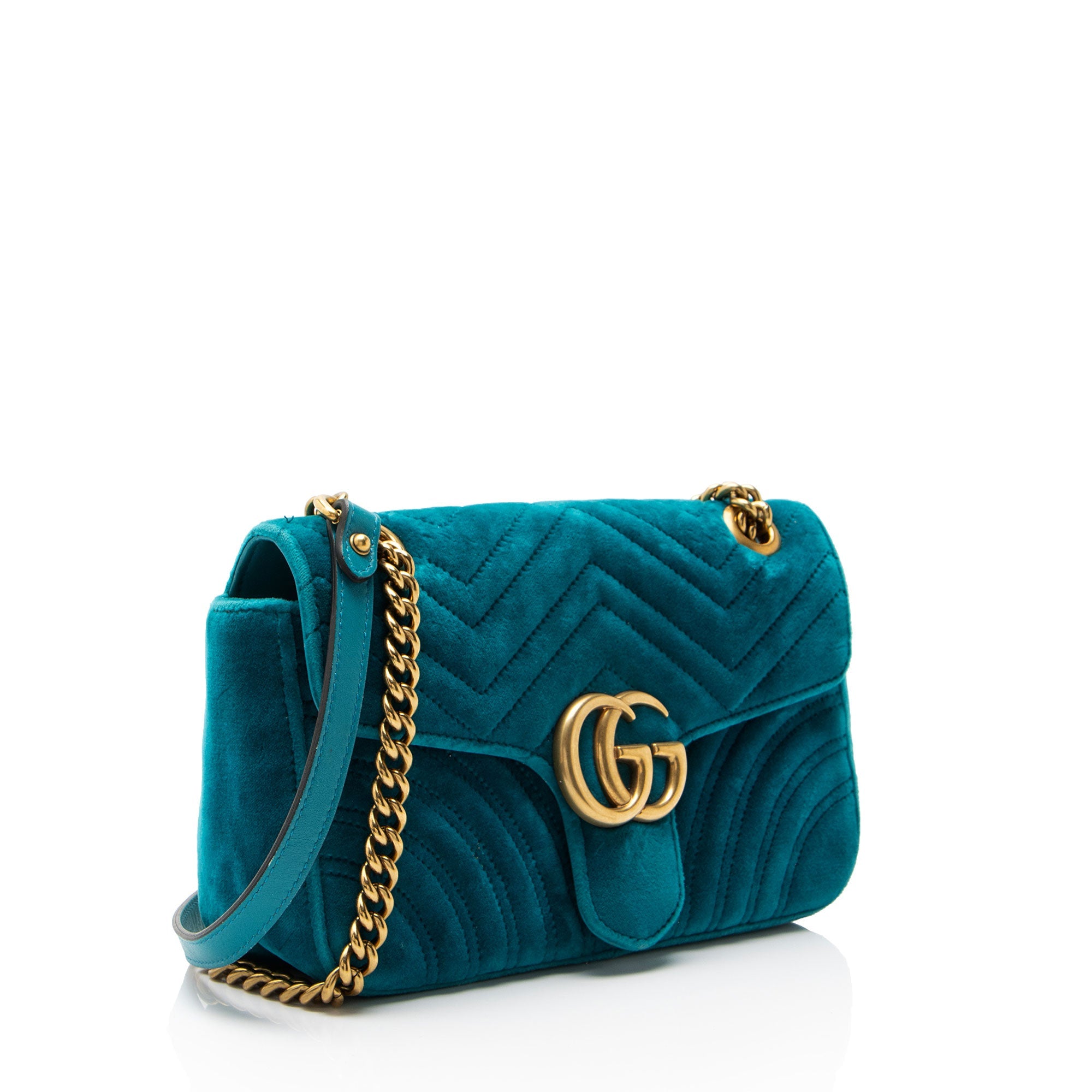 Gucci Matelasse Velvet GG Marmont Medium Flap Bag