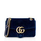Gucci Matelasse Velvet GG Marmont Medium Shoulder Bag (SHF-22562)