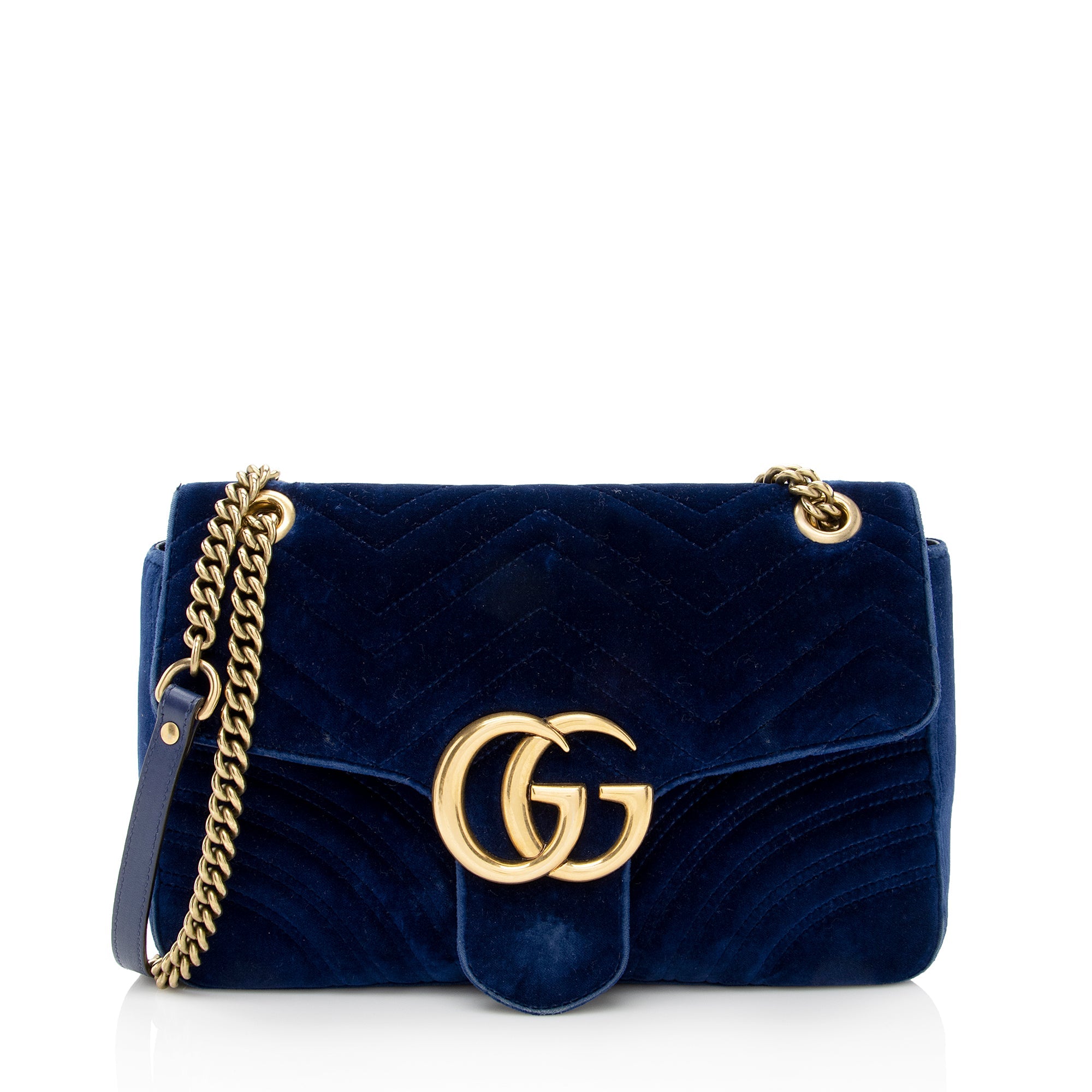 Gucci Matelasse Velvet GG Marmont Medium Shoulder Bag (SHF-22562)