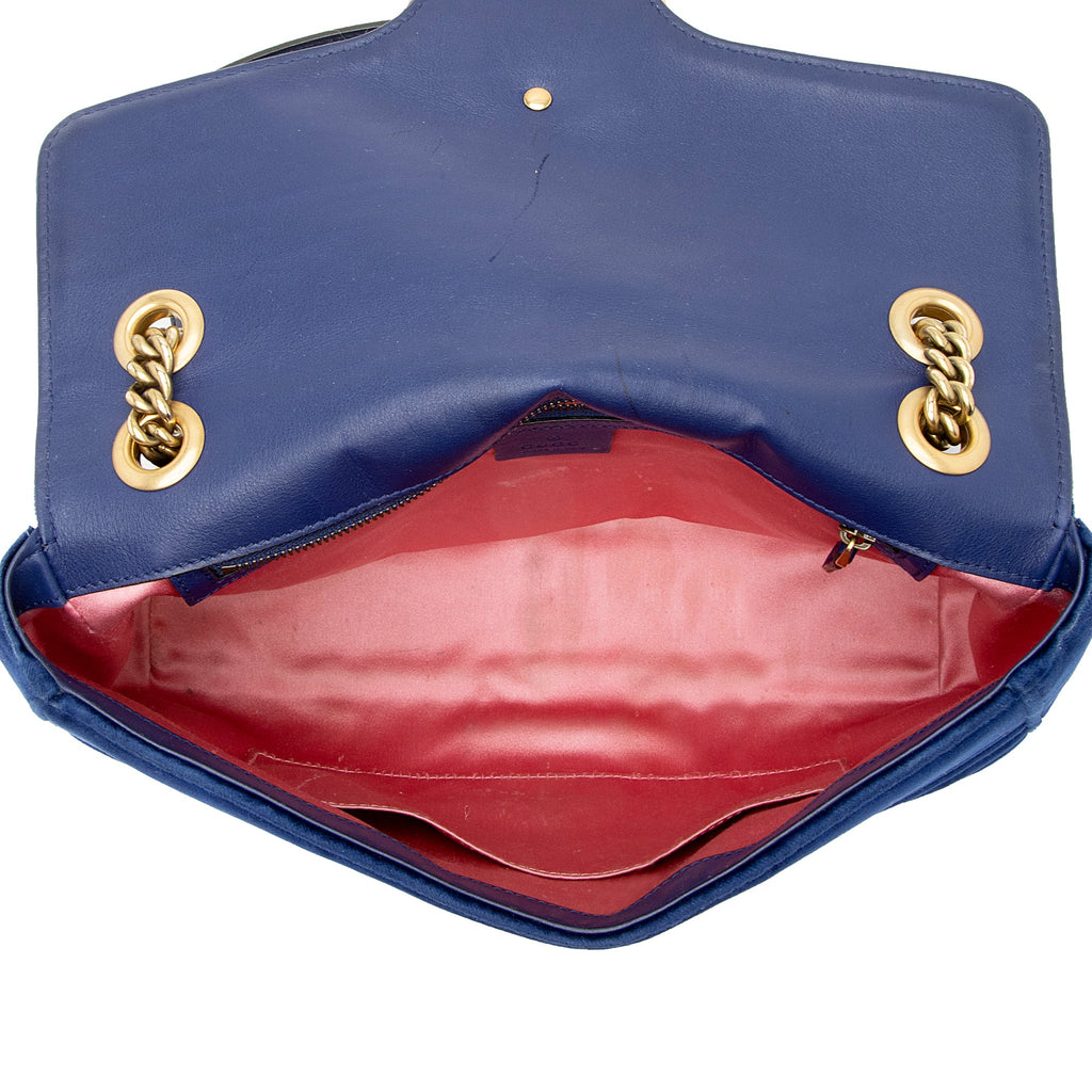 Gucci Matelasse Velvet GG Marmont Medium Shoulder Bag (SHF-22562)