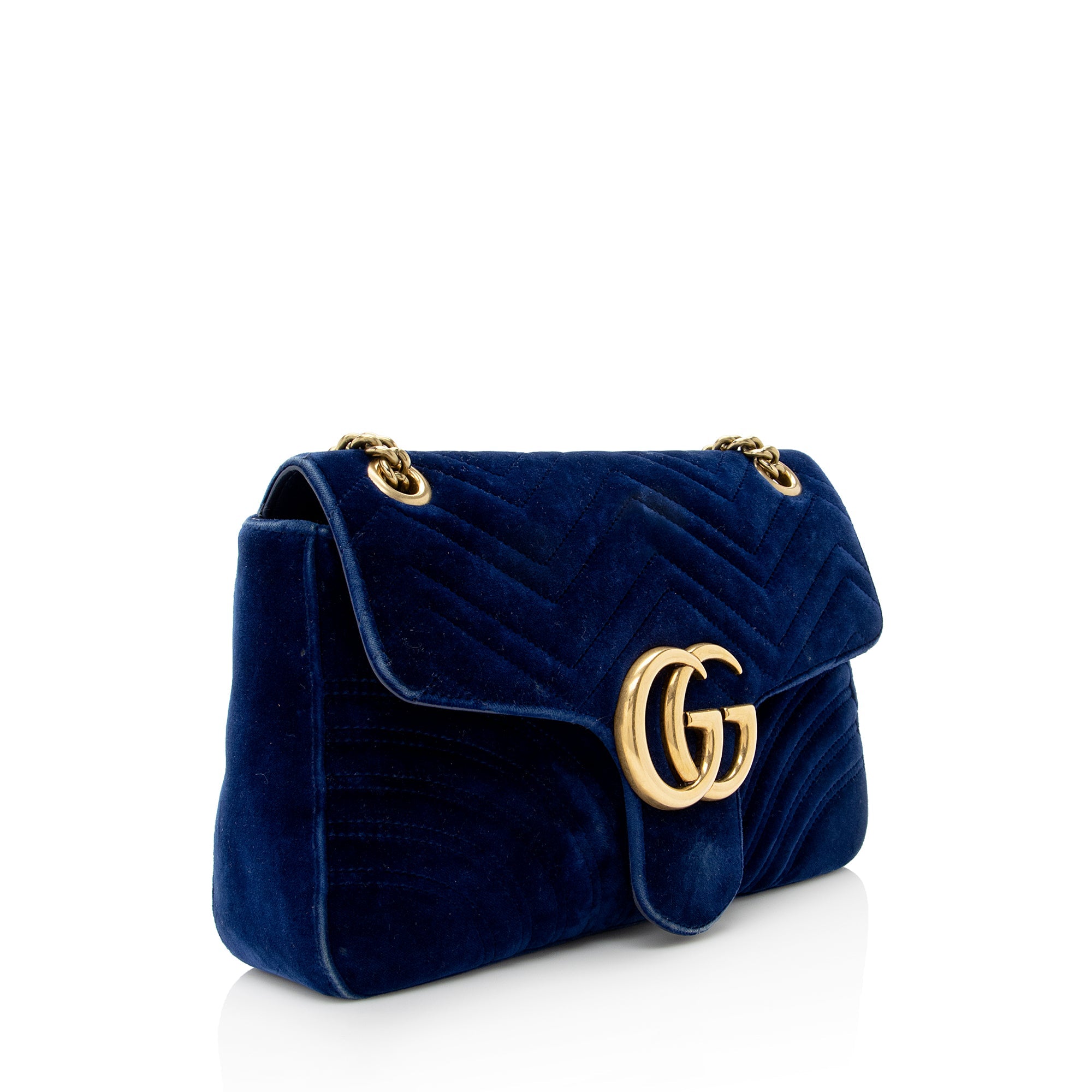 Gucci Matelasse Velvet GG Marmont Medium Shoulder Bag (SHF-22562)