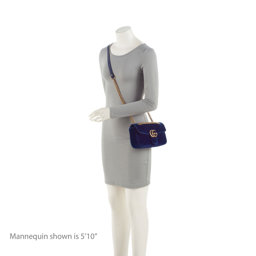Gucci Matelasse Velvet GG Marmont Mini Flap Bag (SHF-PWuxDi)