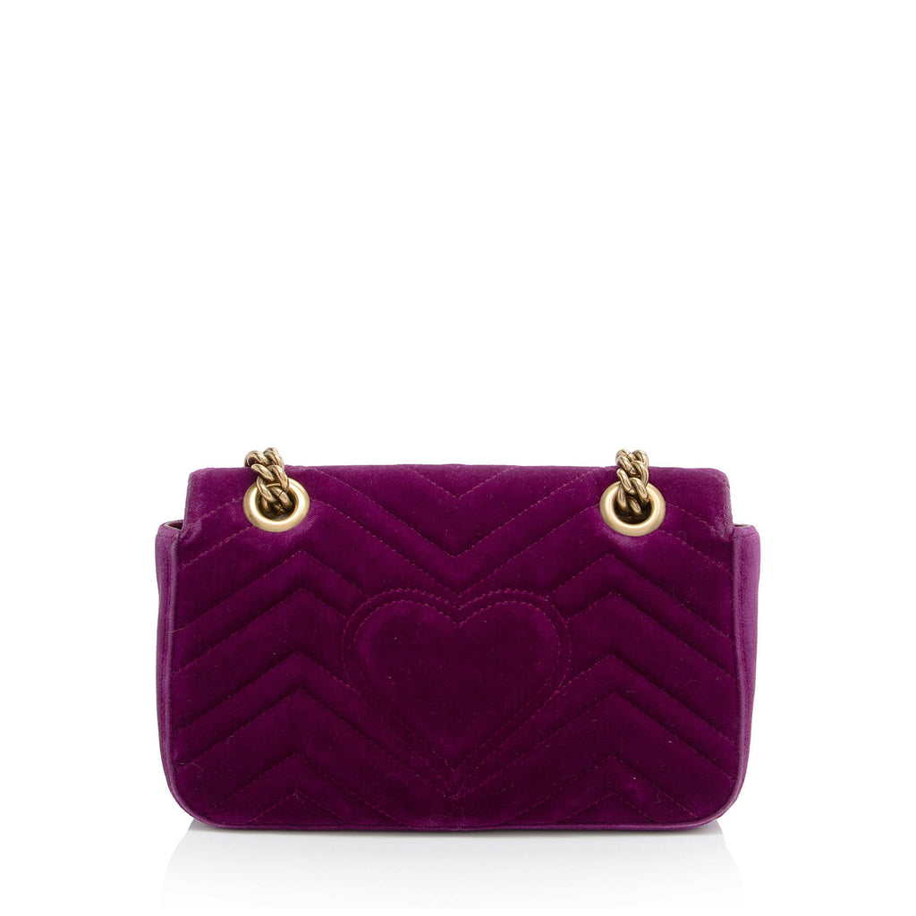 Gucci Matelasse Velvet GG Marmont Mini Flap  Bag (SHF-dH4gBl)