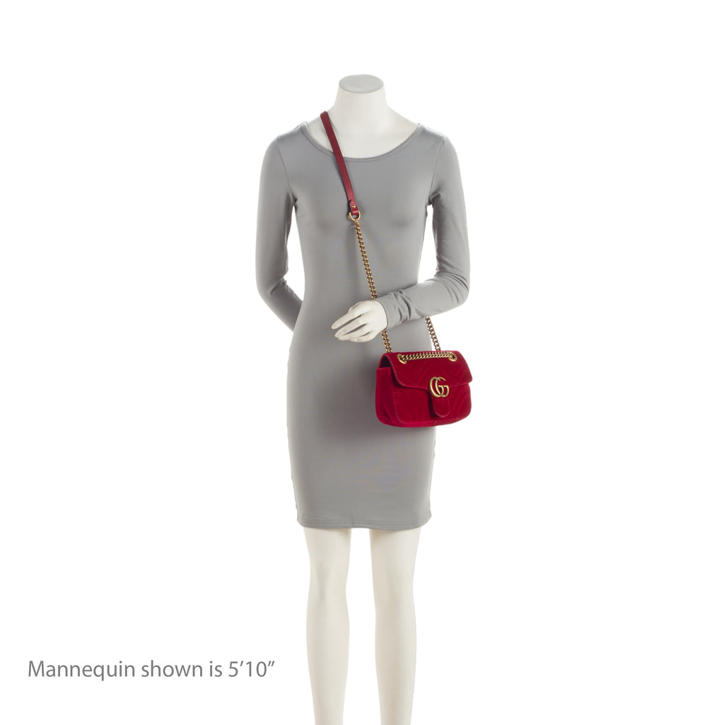 Gucci Matelasse Velvet GG Marmont Mini Flap Bag (SHF-80mt04)