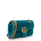 Gucci Matelasse Velvet GG Marmont Small Flap Bag