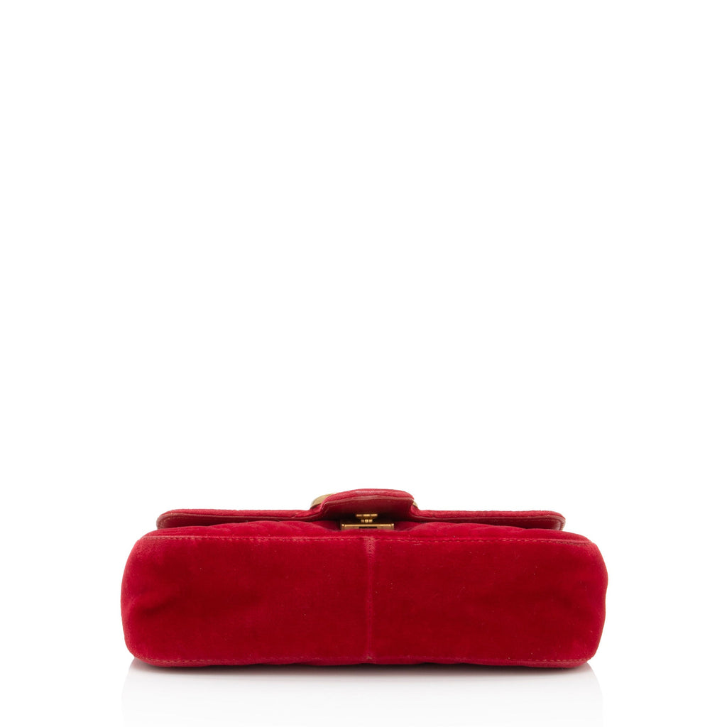 Gucci Matelasse Velvet GG Marmont Mini Flap Bag (SHF-RvBmGH)